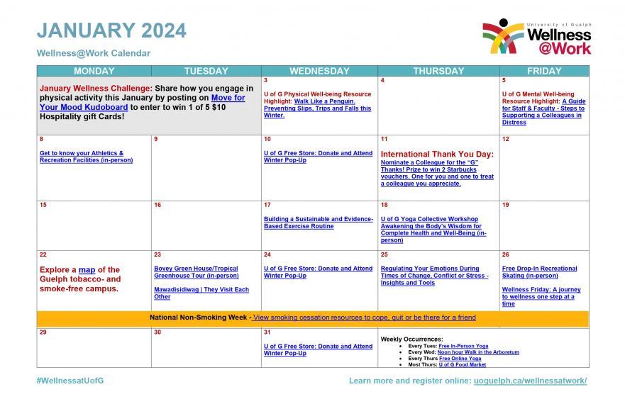 The January 2024 Wellness Calendar is now published! WellnessWork